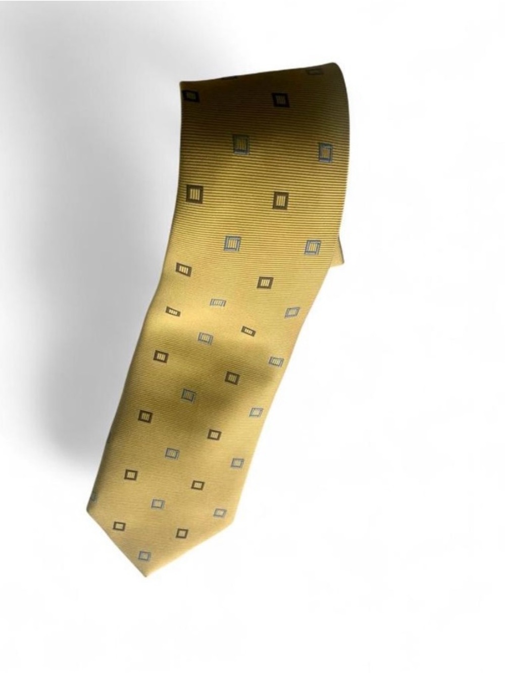 Brooks brothers geometric square silk formal tie necktie yellow stain resistant